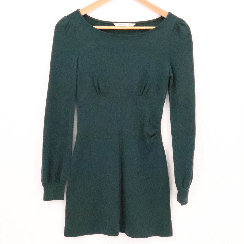 Diane‎ Von Furstenberg Wool Mini Dress Green Vintage 90s Minimalist  DVF Size 6